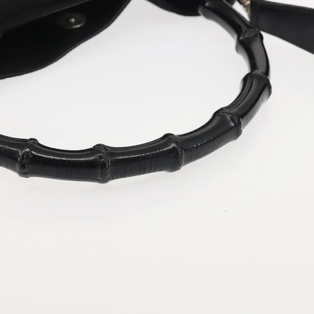 GUCCI Bamboo Hand Bag Canvas 2way Black Silver 001 1638 1705 Auth 142542 - Picture 7 of 16